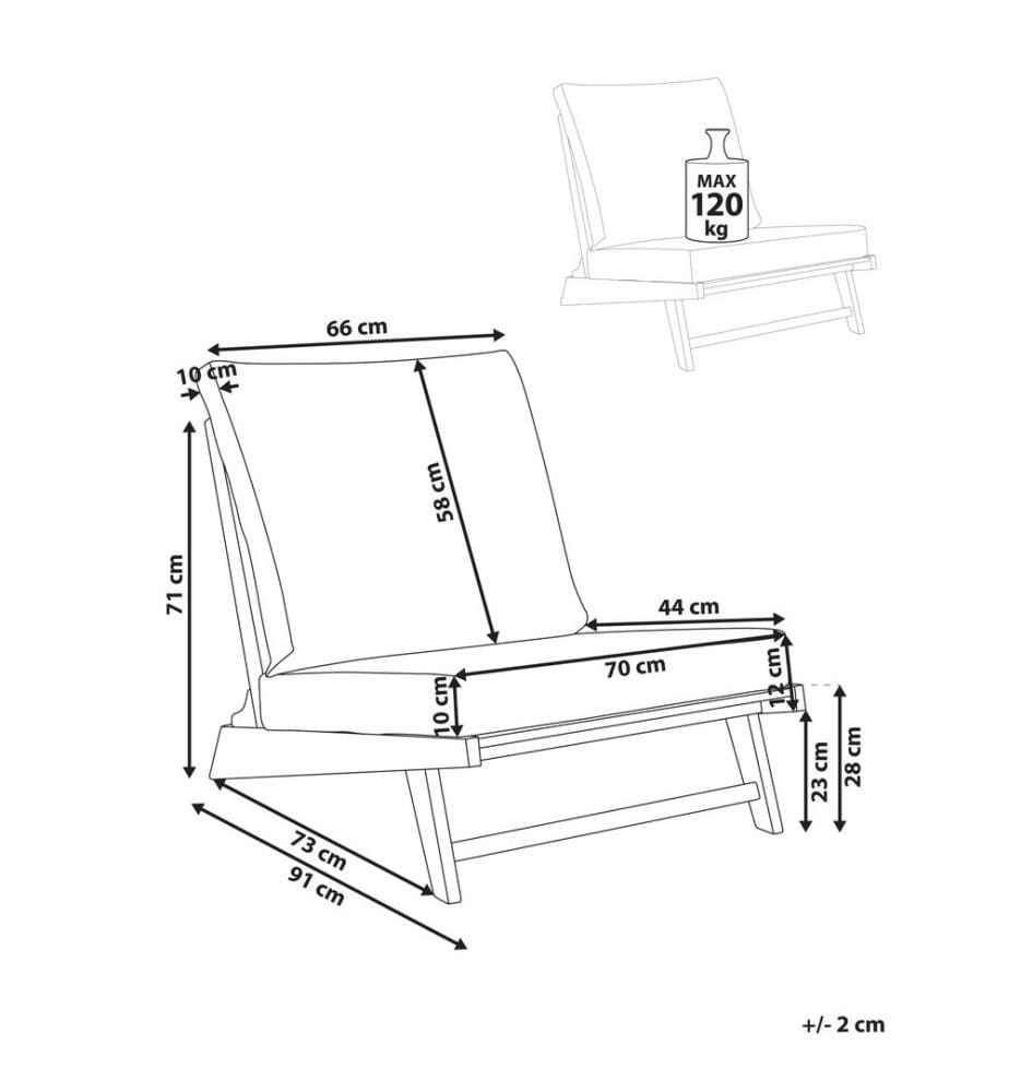Stuhl mit Sitzkissen MICCIANO Akazienholz Cremeweiss