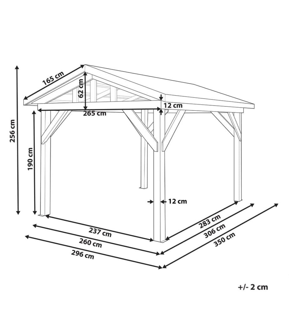 Pavillon SECCHIA Tannenholz 296 cm 350 cm Braun / Grau