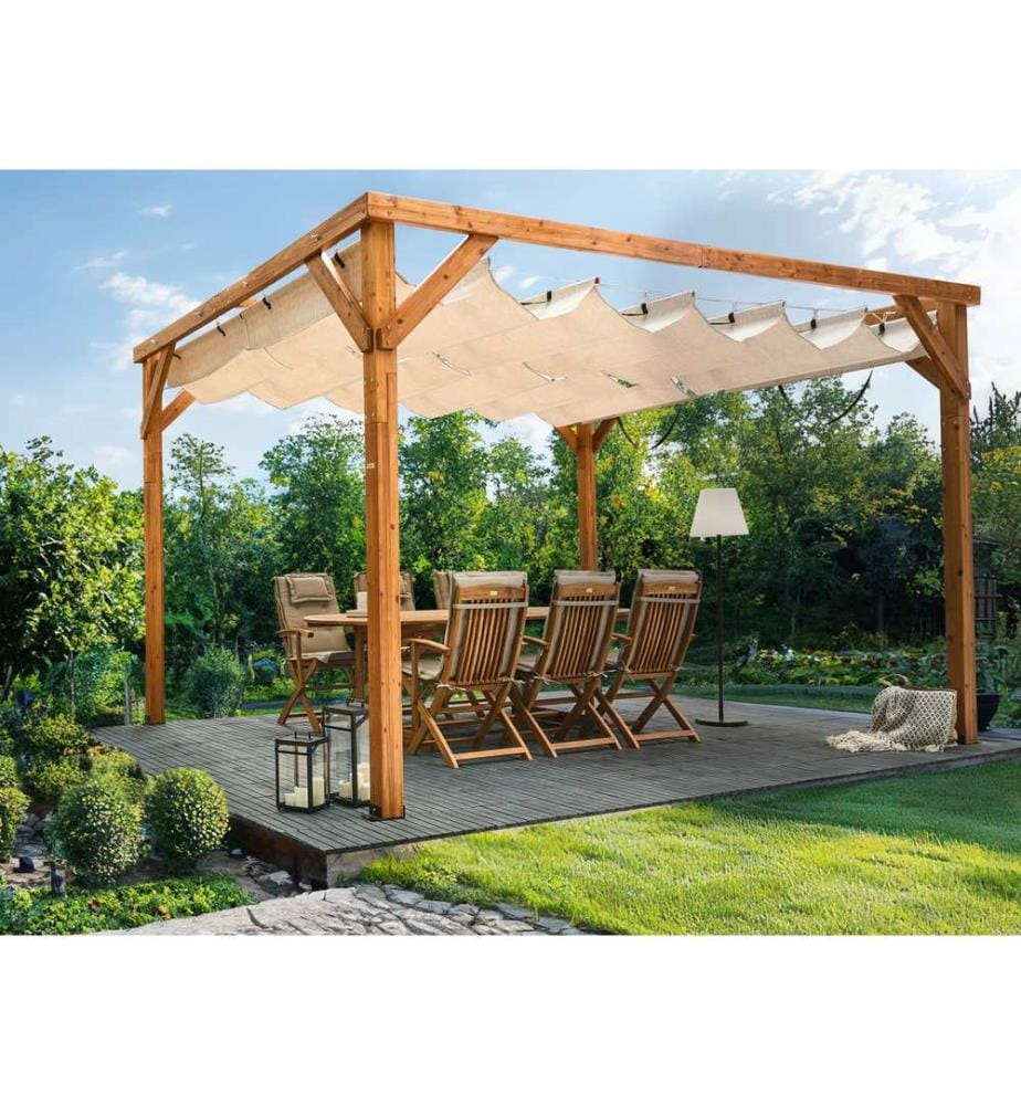 Gazebo VILLAROSA Legno di abete 320 cm 380 cm Marrone/Beige