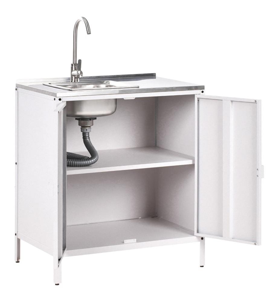 Mobile da cucina per esterni con lavello VILAMA Bianco