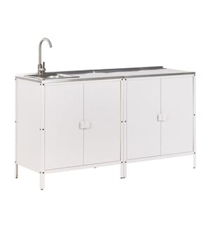Set cucina da esterno 2 elementi con lavello VILAMA Metallo Bianco