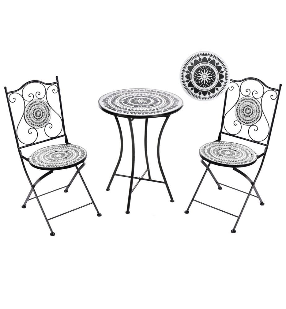 Bistro Set klappbar COMISO Metall Schwarz / Weiss