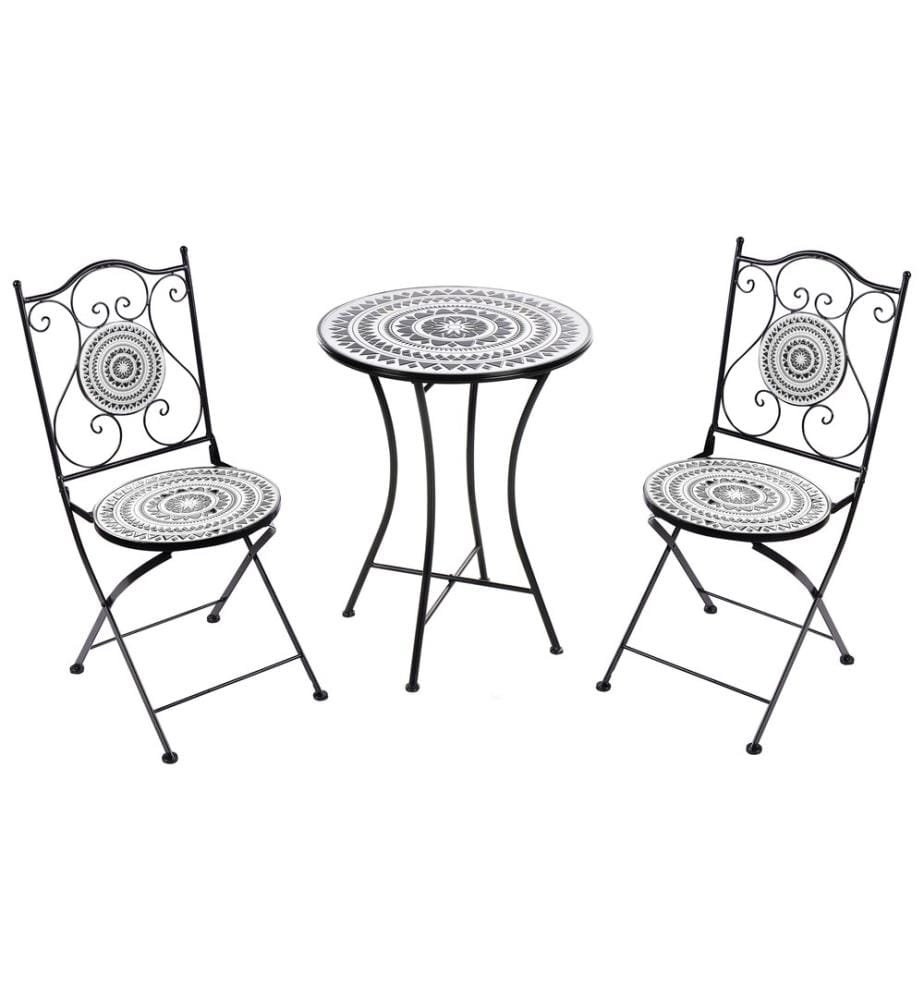 Bistro Set klappbar COMISO Metall Schwarz / Weiss