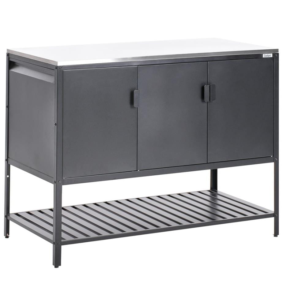 Set cucina da esterno 2 elementi con tavolo da bar MAENZA Metallo Nero