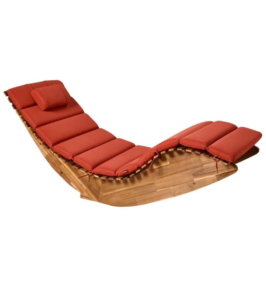 Sonnenliege mit Kissen BRESCIA PREMIUM Akazienholz Rot