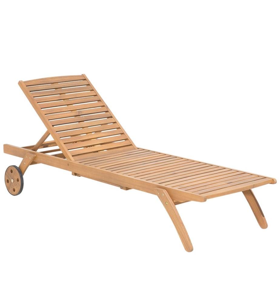 Sonnenliege mit Kissen CESANA PREMIUM Akazienholz Hellbeige