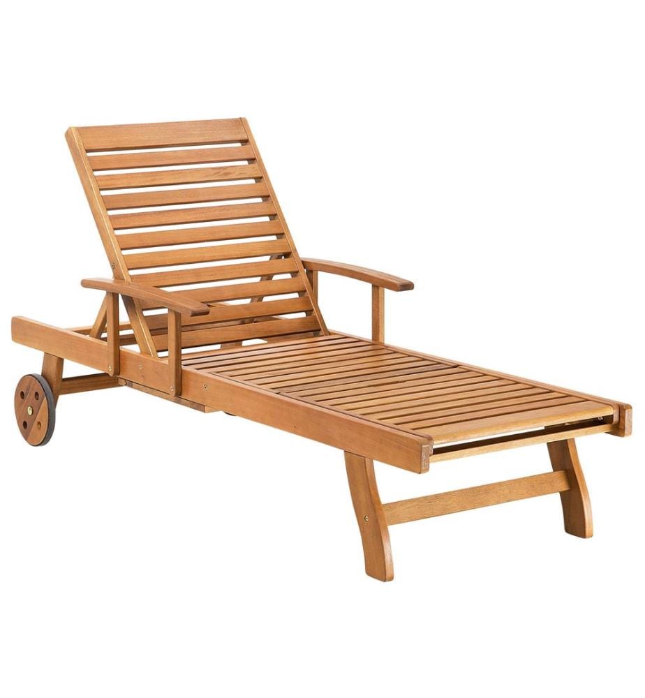 Sonnenliege mit Kissen JAVA PREMIUM Akazienholz Hellbeige