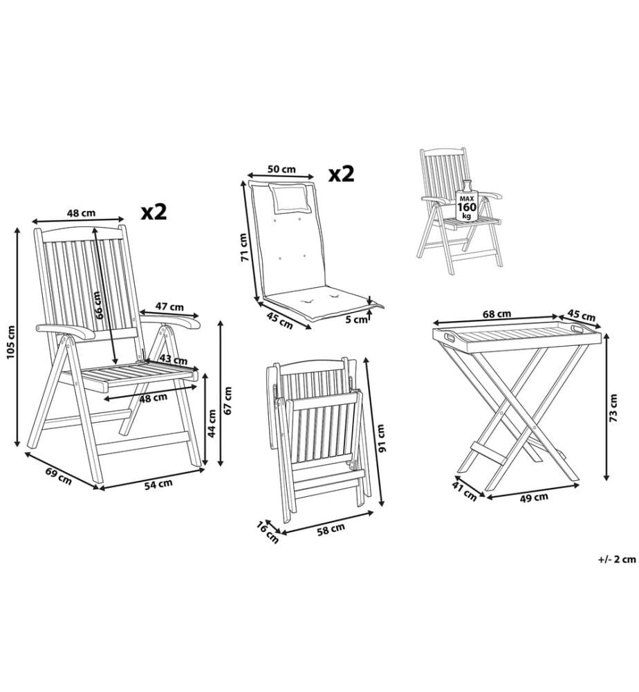 Bistro Set JAVA PREMIUIM Akazienholz Hellbeige