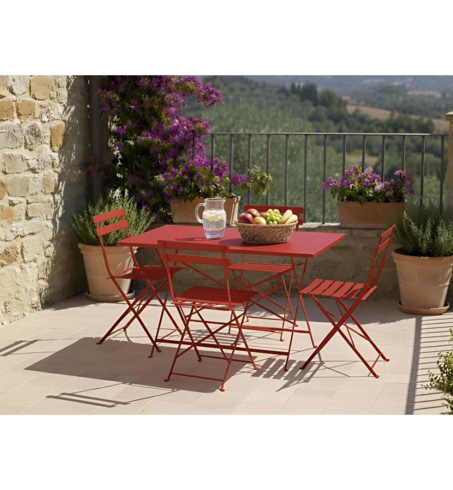 Gartenmöbel Set 4-Sitzer FIORI Metall Rot