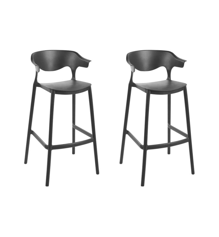 Set of 2 Garden Bar Chairs GUBBIO Black