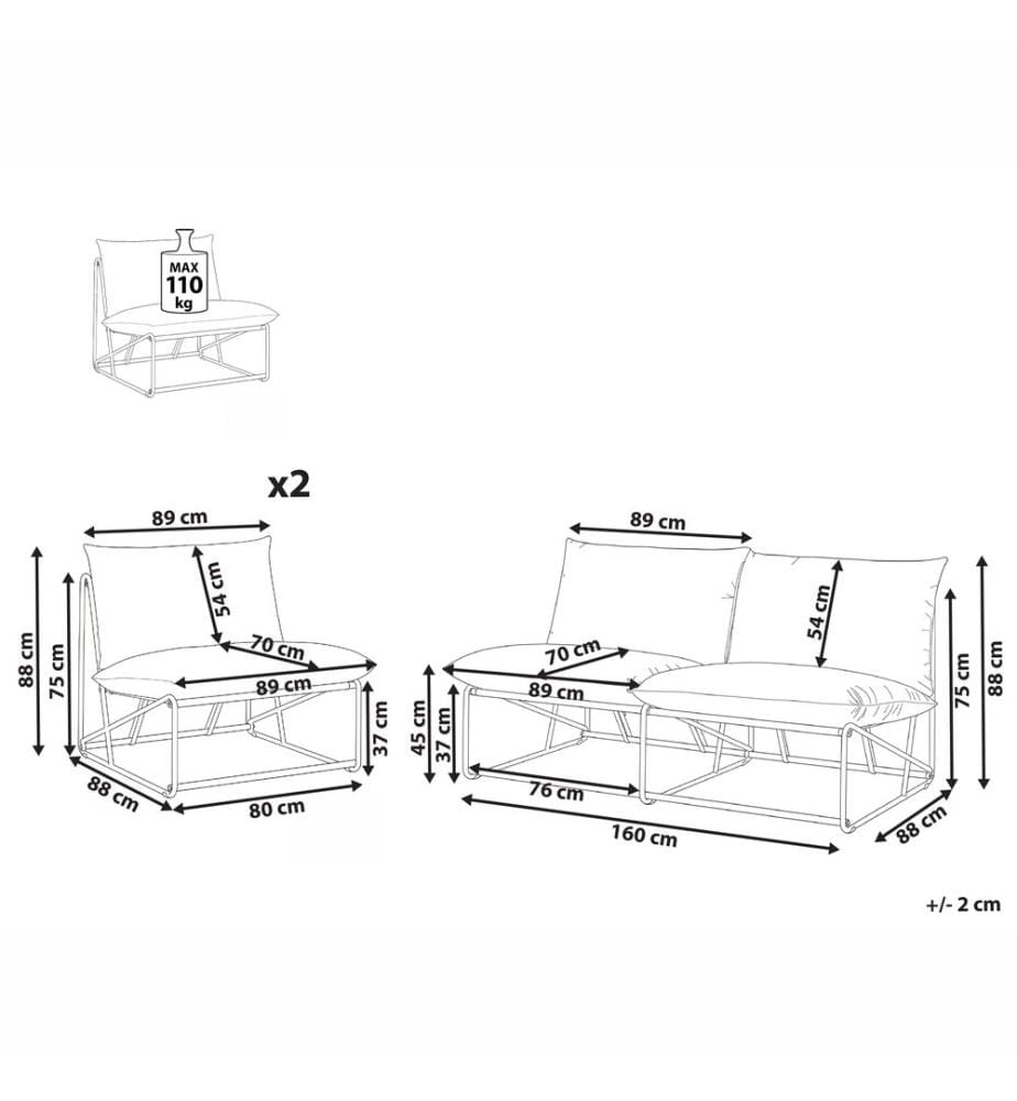 Gartensofa Set 4-Sitzer PICO Metall Grün