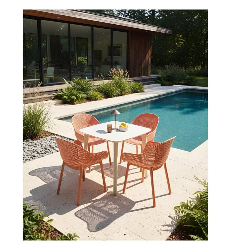 Gartenstuhl 4er Set TIGGIANO Korallenrot