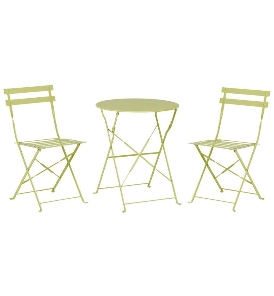 Ensemble bistrot Pliant FIORI Métal Vert citron