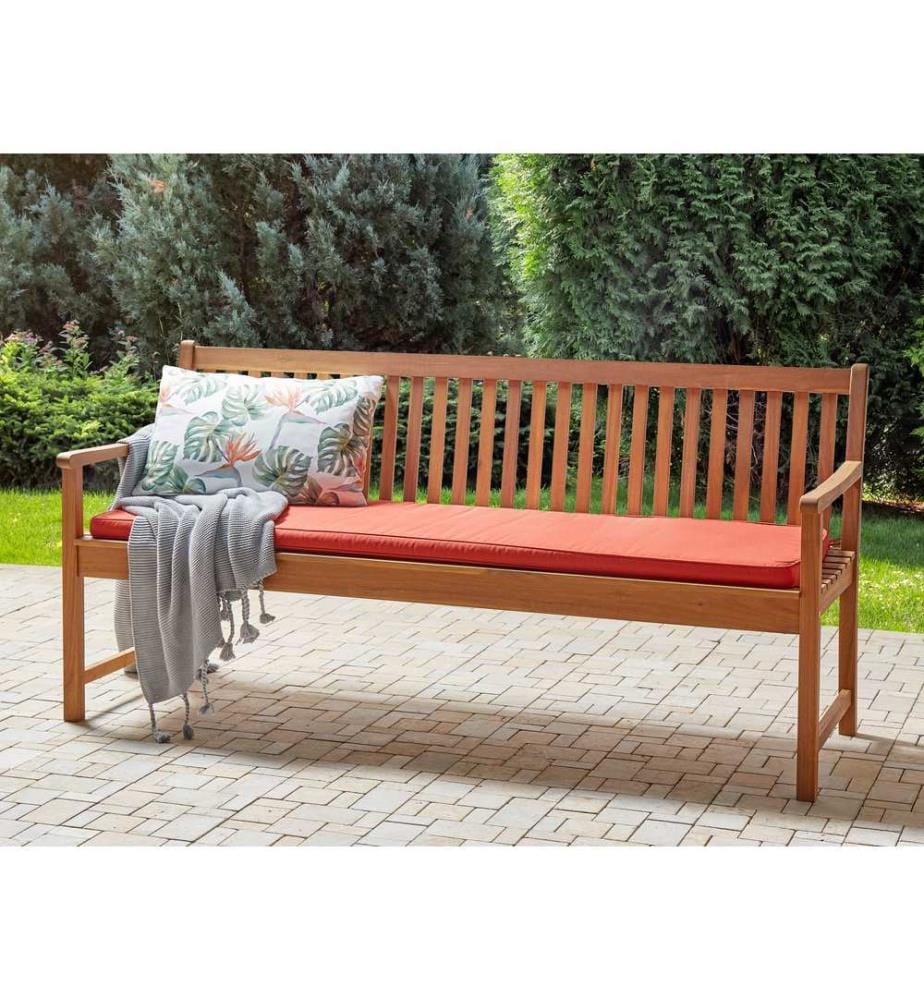 Panca da giardino con cuscino VIVARA 180 cm Legno di acacia certificato Rosso scuro