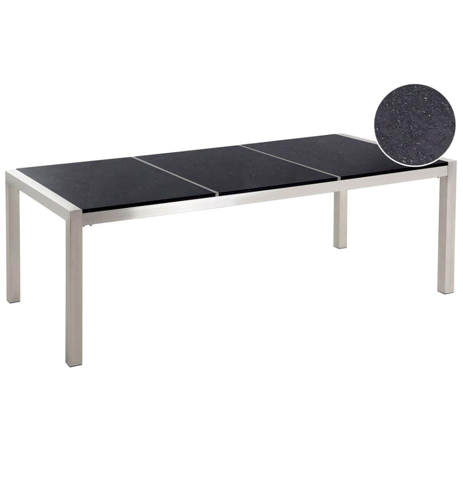 Table de salle à manger de jardin GROSSETO 220 cm 100 cm Poli Granit Noir