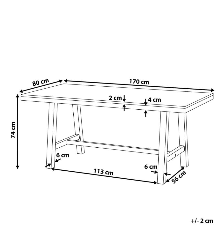 Gartentisch SCANIA 170 cm 80 cm Akazienholz Schwarz