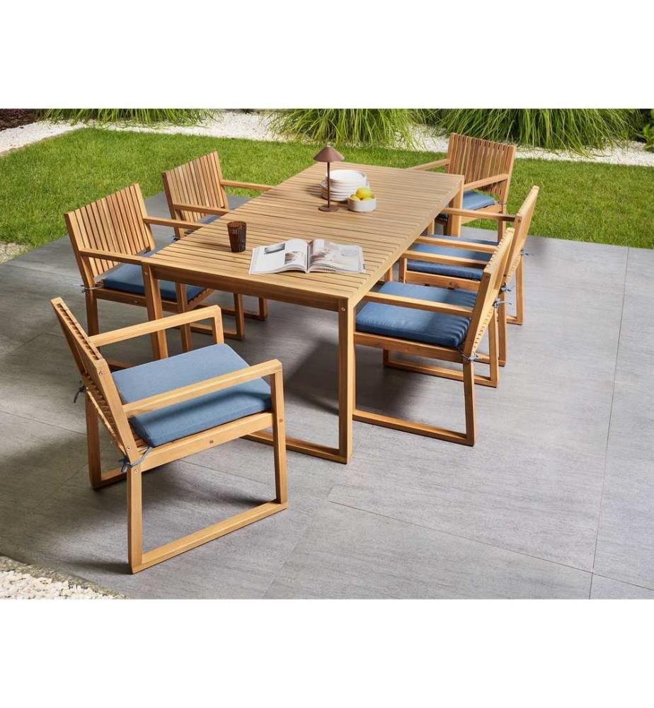 Salle à manger de jardin 8 places SASSARI PREMIUM Bois d'acacia certifié Bleu