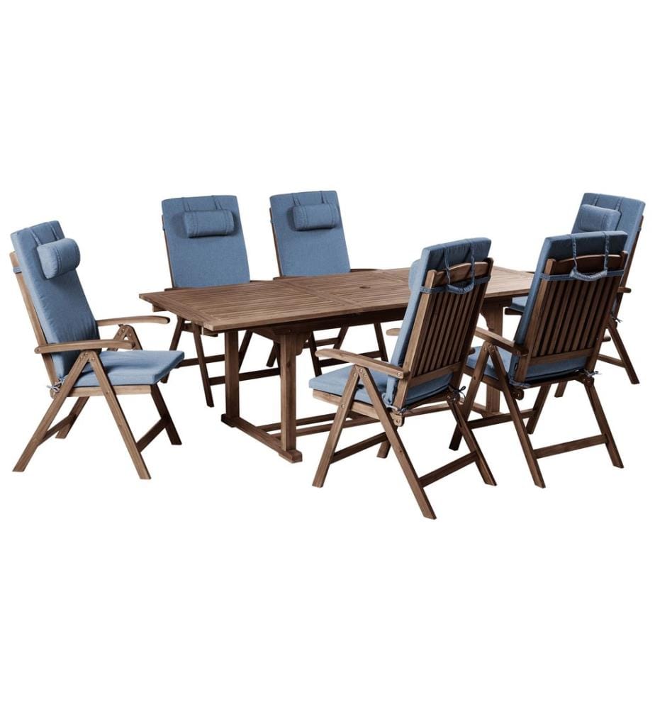 Gartenmöbel Set 6-Sitzer AMANTEA PREMIUM Akazienholz Blau