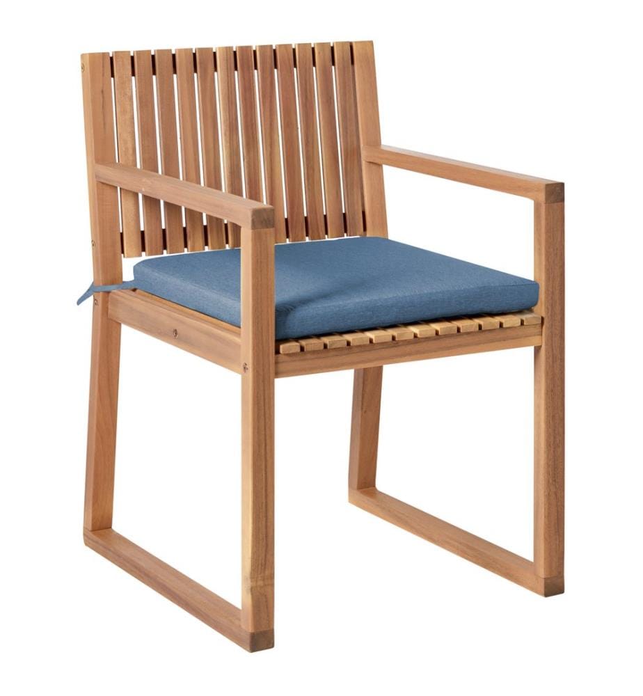 Set mit 8 Stühlen und Sitzkissen SASSARI PREMIUM zertifiziertes Akazienholz Blau