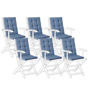 Outdoor Sitzkissen 6er Set JAVA/AMANTEA PREMIUM 50 x 71 cm Blau
