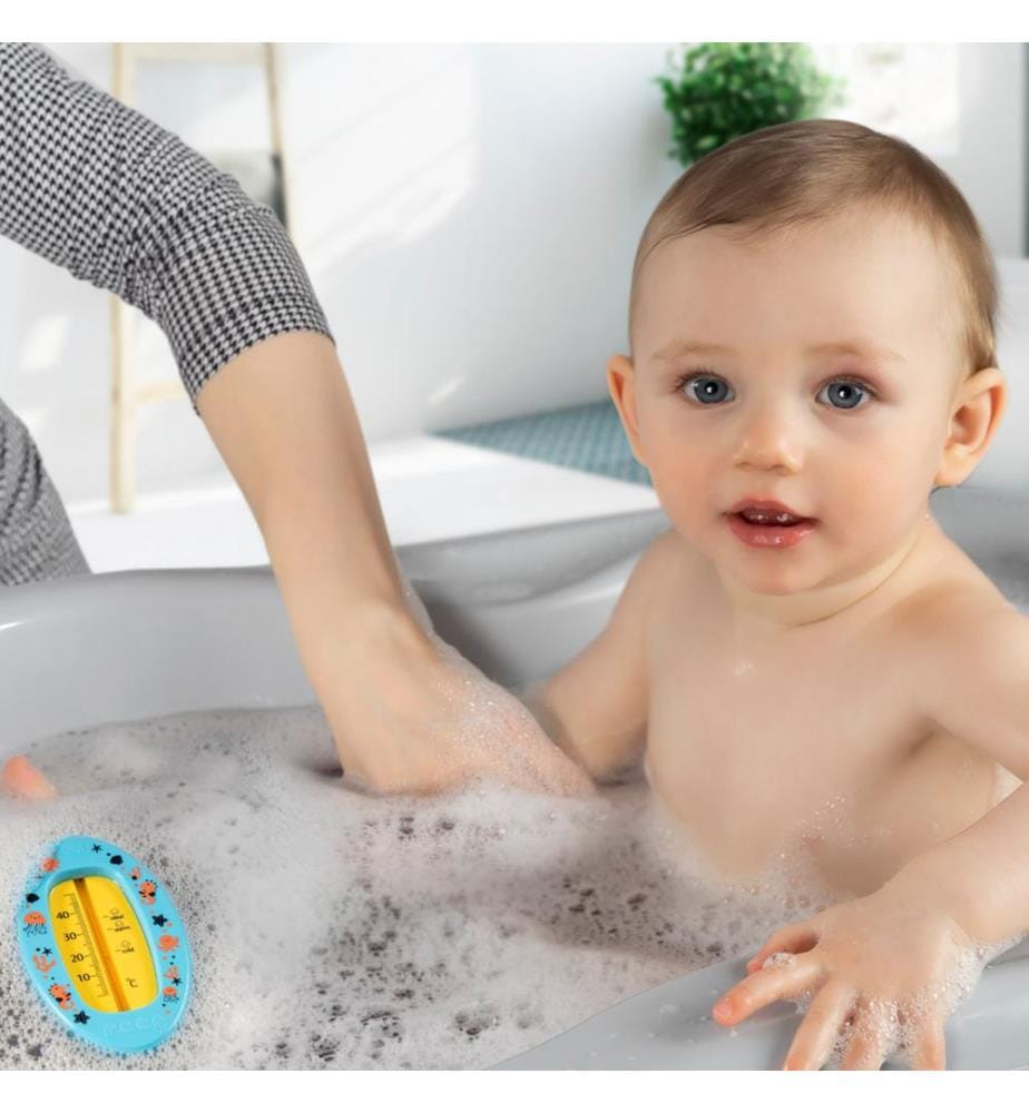 Thermomètre de bain ovale bleu