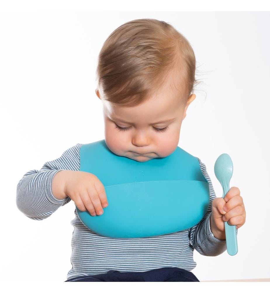 Eat'nTidy Bavoir en silicone bleu