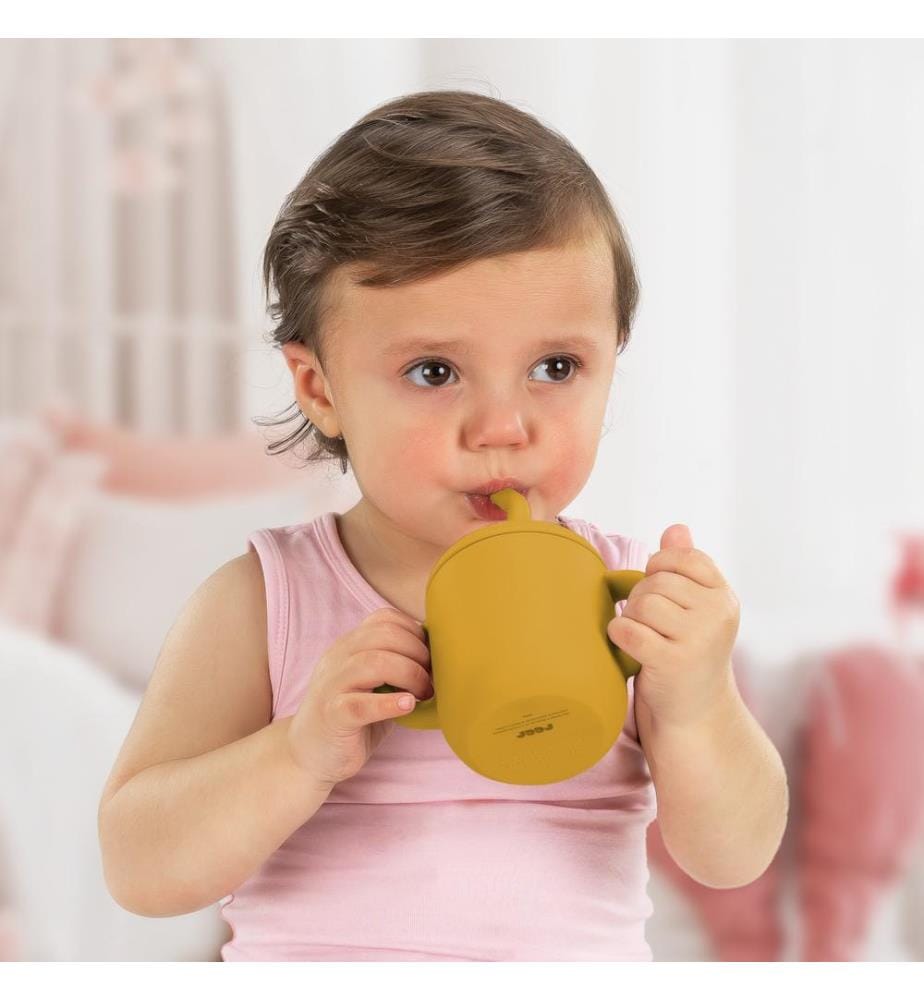Tasse d'apprentissage avec paille 2en1 jaune