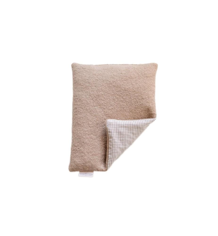 Herzzucker - Coussin aux noyeaux de cerise carreau beige 26 x 21 cm
