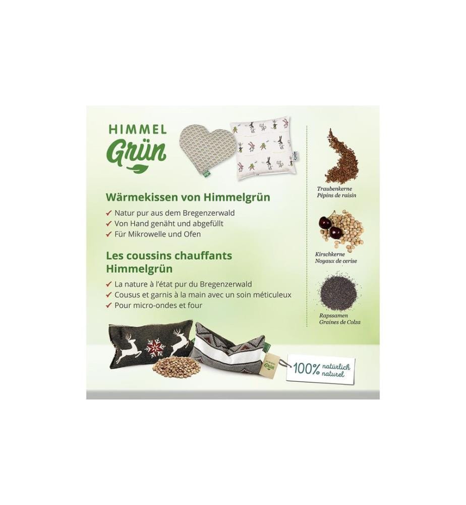 Himmelgrün - Coussin thermique Oreiller en graines de colza Chiens 20 x 20 cm