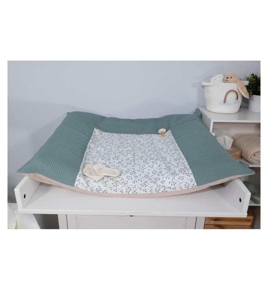ULLENBOOM - Housse pour matelas à langer Gaufrette Floral Vert 75 x 85 cm