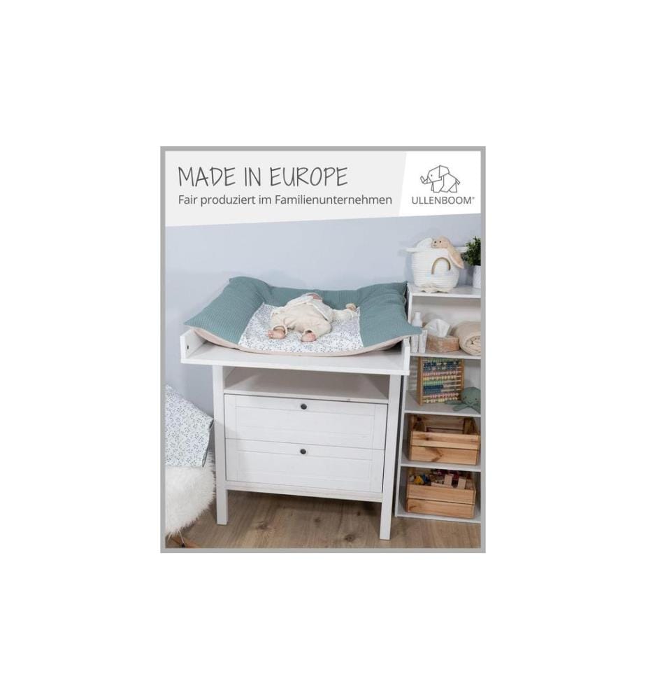 ULLENBOOM - Housse pour matelas à langer Gaufrette Floral Vert 75 x 85 cm