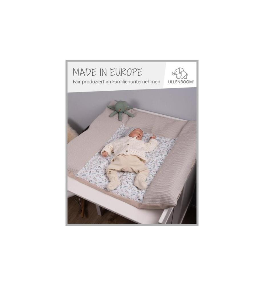 ULLENBOOM - Housse pour matelas à langer Gaufrette Floral Sand 75 x 85 cm