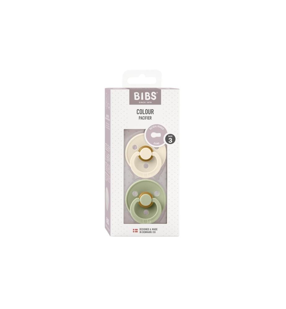 Bibs - Tétines rond latex set de 2 Ivory/Sage Green 12-18 mois