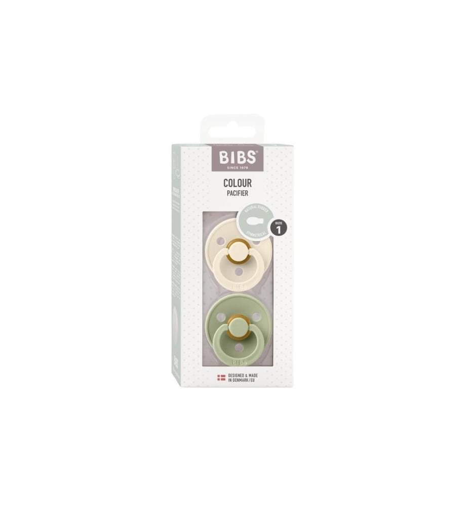 Bibs - Nuggi symmetrisch Latex 2er Set Ivory/Sage Green 0-6 Mt.