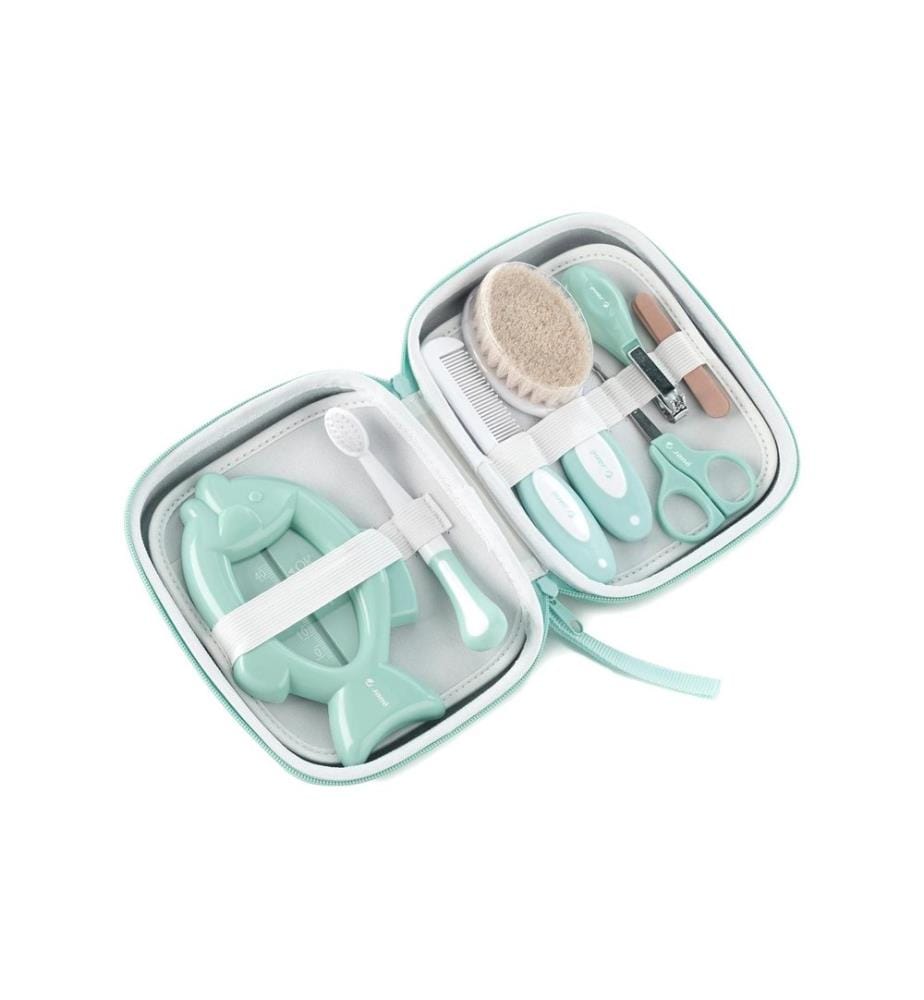 Jané - Set d'hygiène avec trousse de toilette, 7 pièces, menthe
