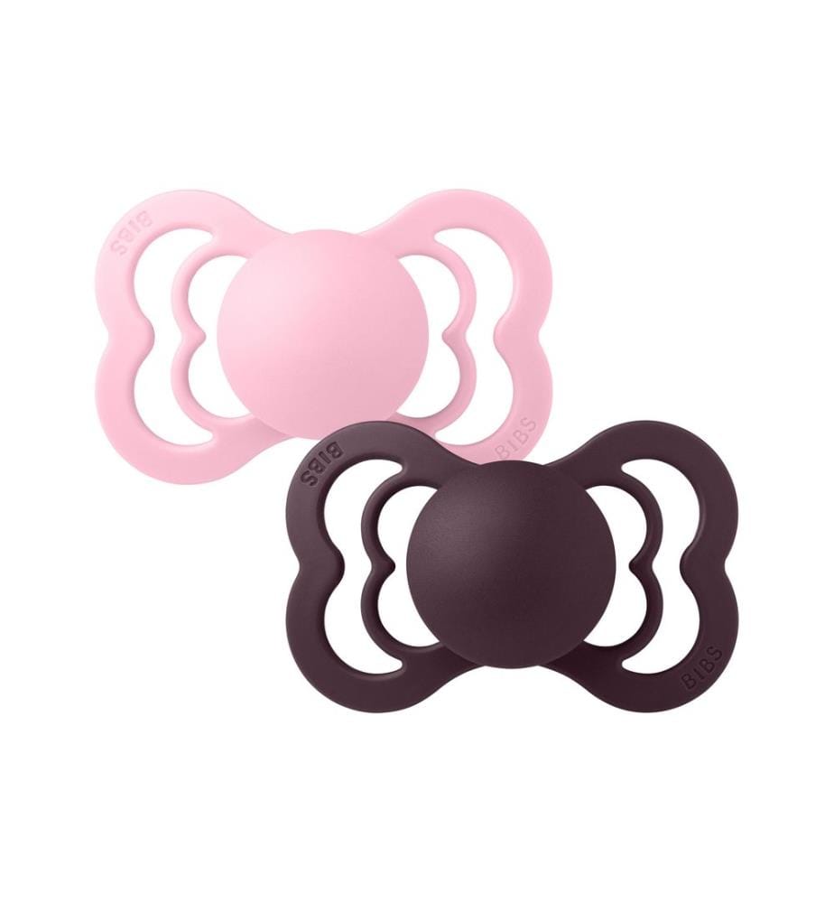 Bibs Supreme Silicone, rose bébé/prune, lot de 2, taille 2