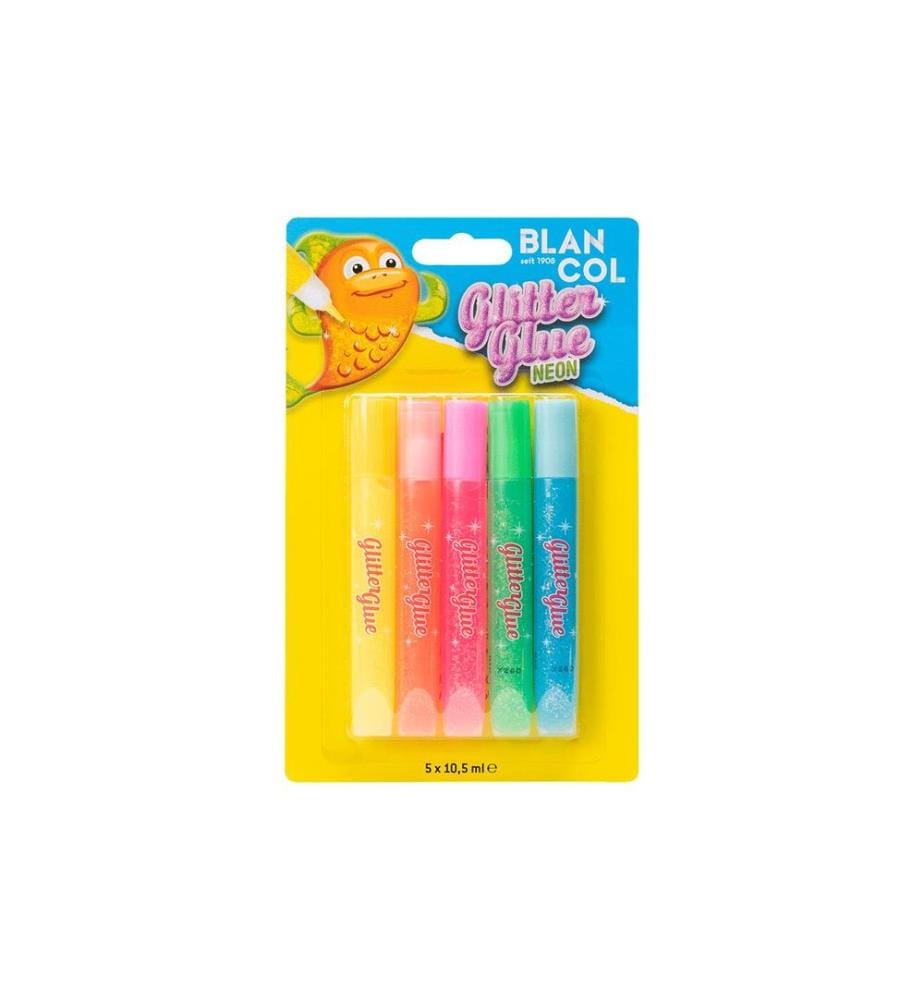 BLANCOL - Crayon à paillettes Glitter Glue Pen Neon 5 pièces