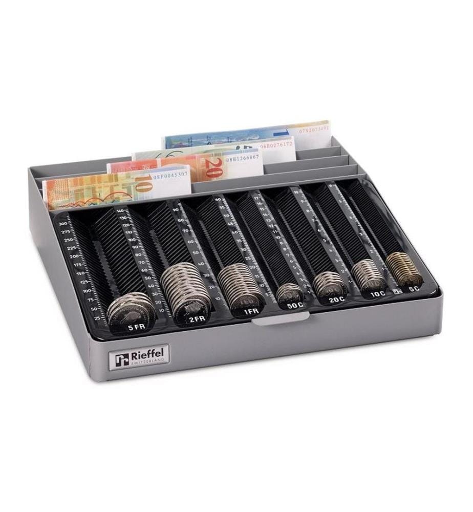 ROBERT RIEFFEL - Encart de comptage de l'argent Moneta-Mobile+Ch 102 x 300 x 242, Gris