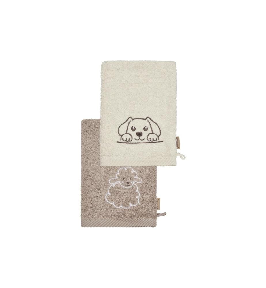 STERNTALER - Gants de toilette pour bébé Ferme set de 2 sable/beige