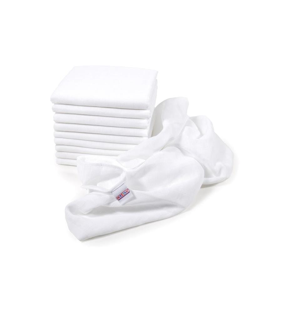 MAKIAN - Mulltuch 10-er Pack 70 x 70 cm, Weiss