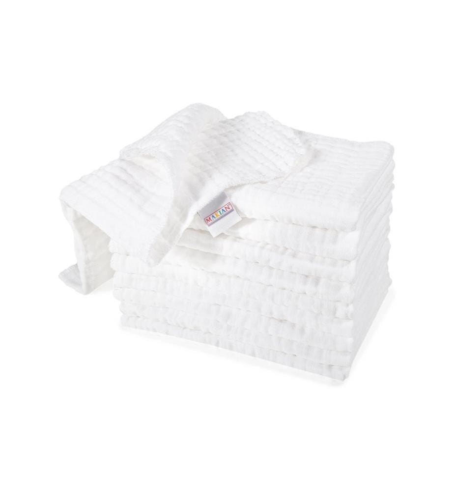 MAKIAN - Mulltuch 10-er Pack 35 x 50 cm, Weiss