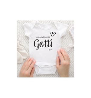 Trendcompany - Babybody Willsch du Gotti, 62/68, Weiss