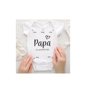 Trendcompany - Babybody Papa du schaffst das, 62/68, Weiss