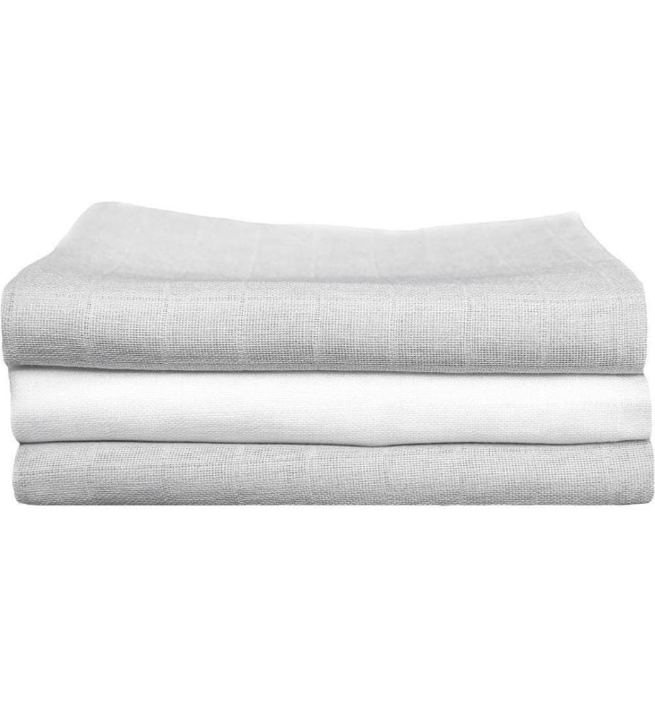 MAKIAN - Mulltuch 3-er Set 70 x 70 cm Grau und Weiss uni