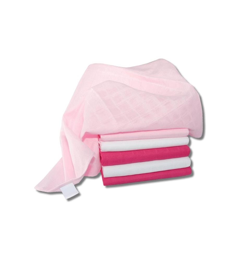 MAKIAN - Serviette en gaze 6-er Set 70 x 70 cm uni rose et blanc