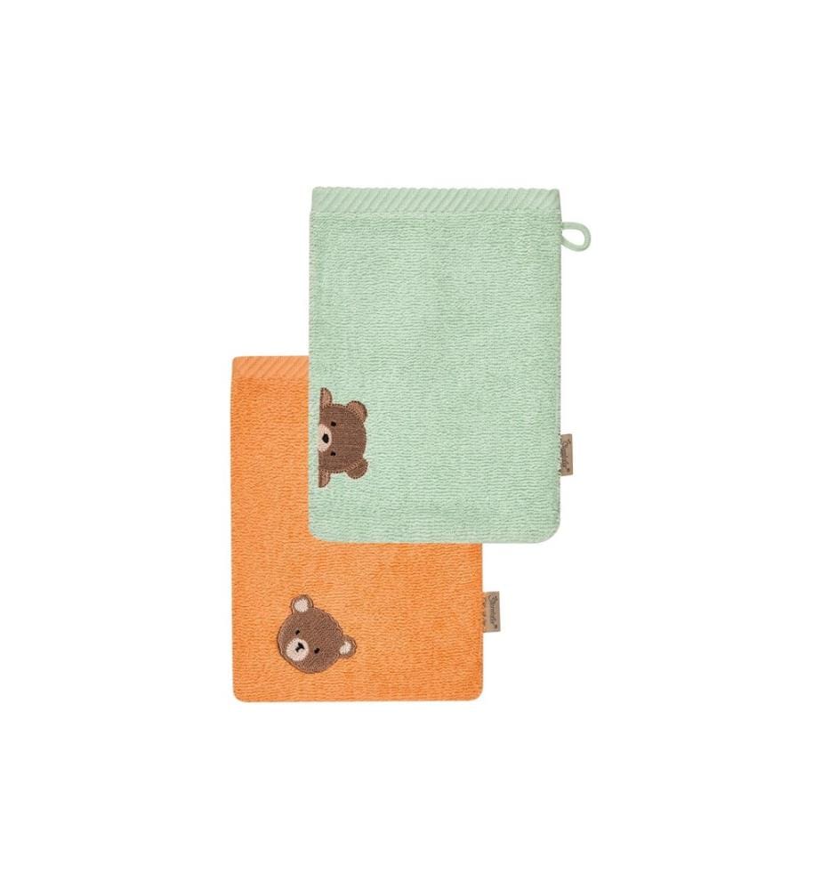 STERNTALER - Gant de toilette Ours 2er Bo Orange/vert