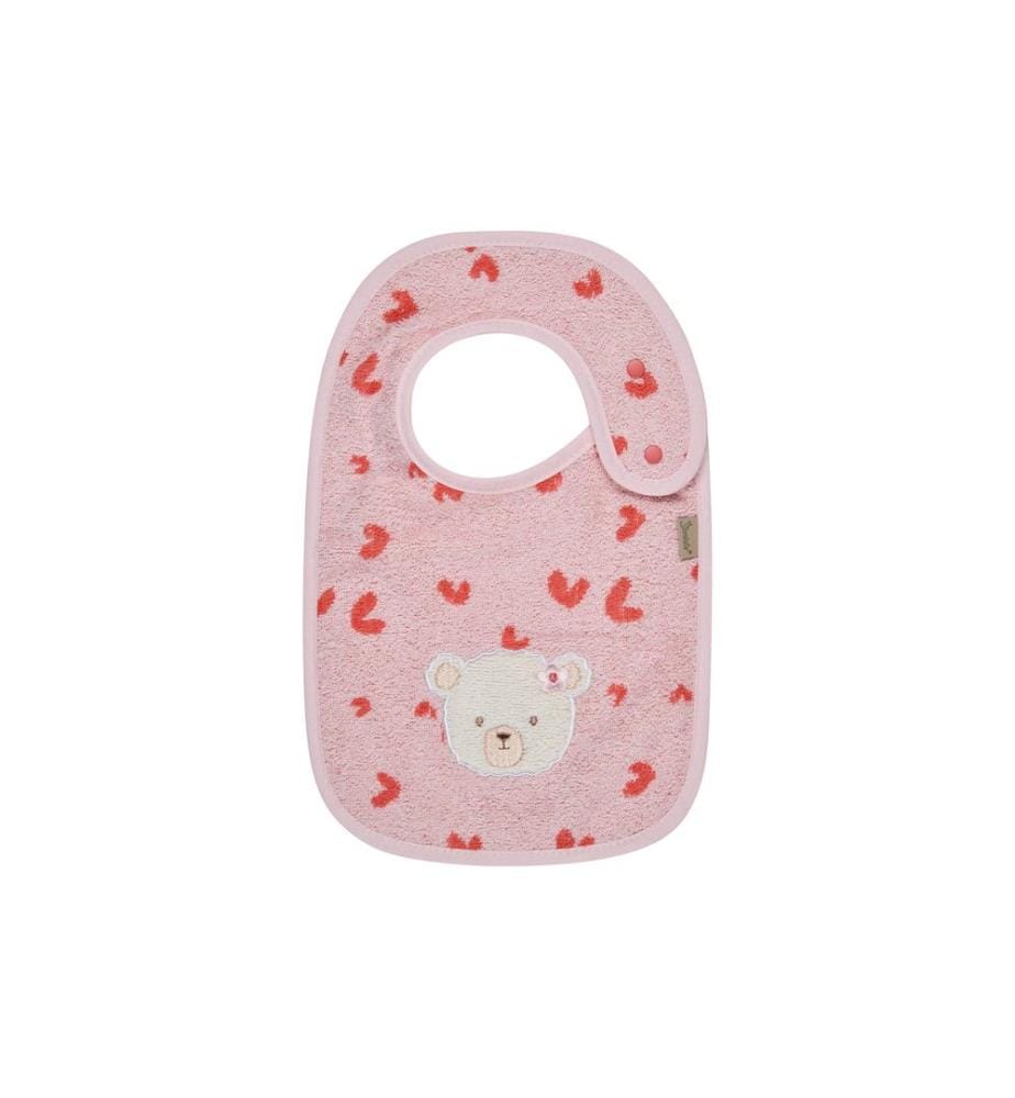 STERNTALER - Bavoir bouton-pression Ours Betty 38 x 26 cm,  Rose