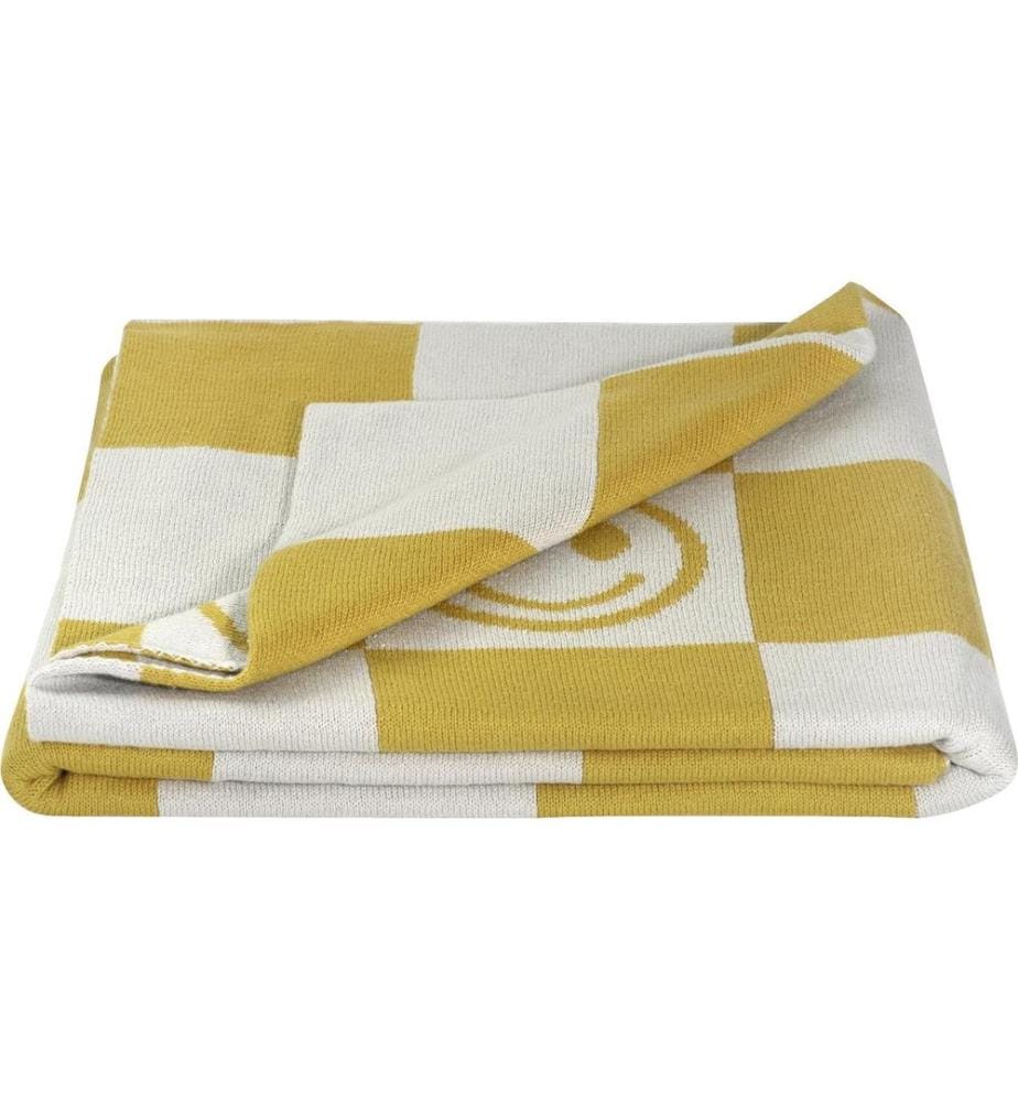 KINDSGUT - Couverture douillette Smiley Moutarde