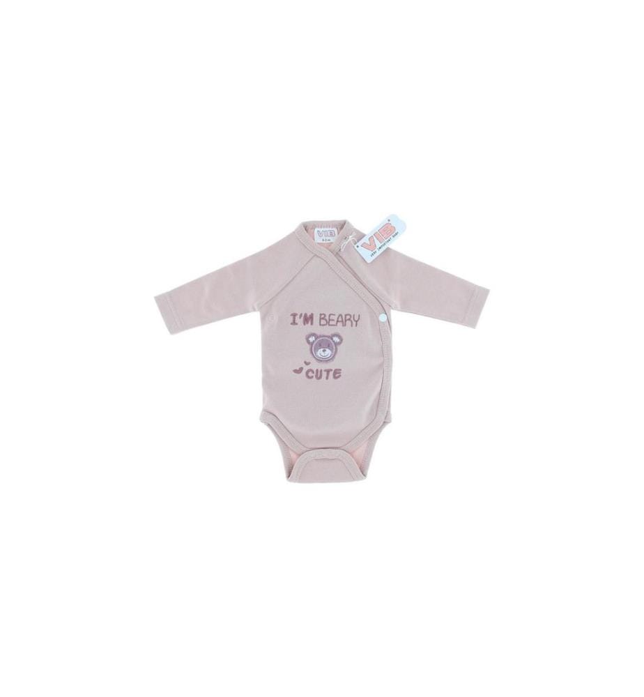 Very Important Baby - Body à langer manches longues Je suis un ourson mignon rose fumé Taille 56