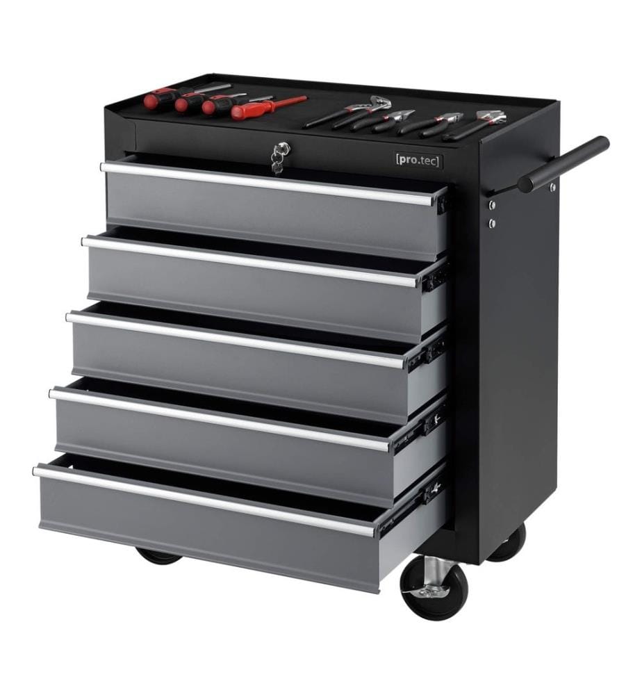 Workshop trolley Tool trolley with 5 drawers steel black
